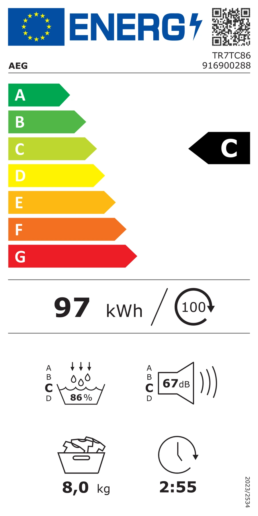 EU-Energielabel – Energieeffizienzklasse C