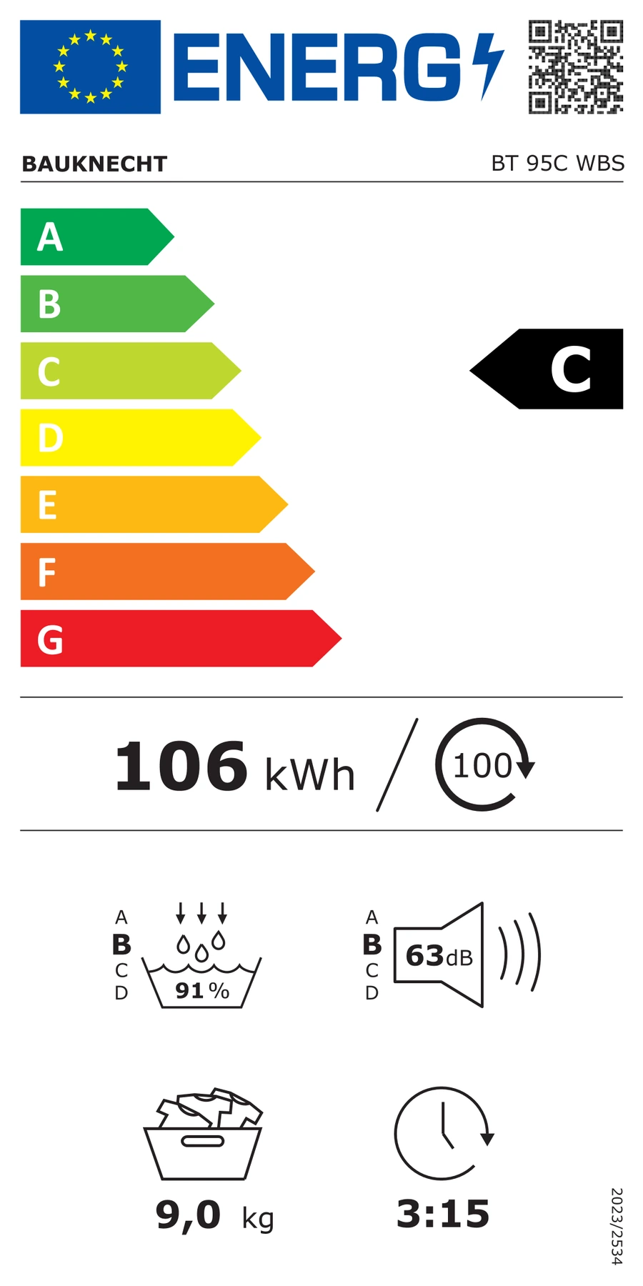 EU-Energielabel – Energieeffizienzklasse C