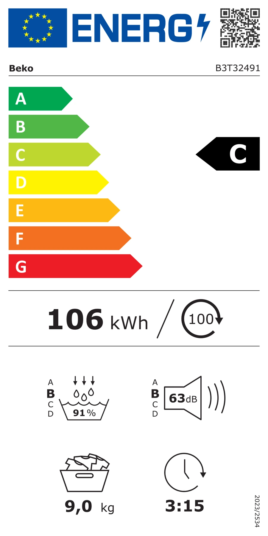 EU-Energielabel – Energieeffizienzklasse C
