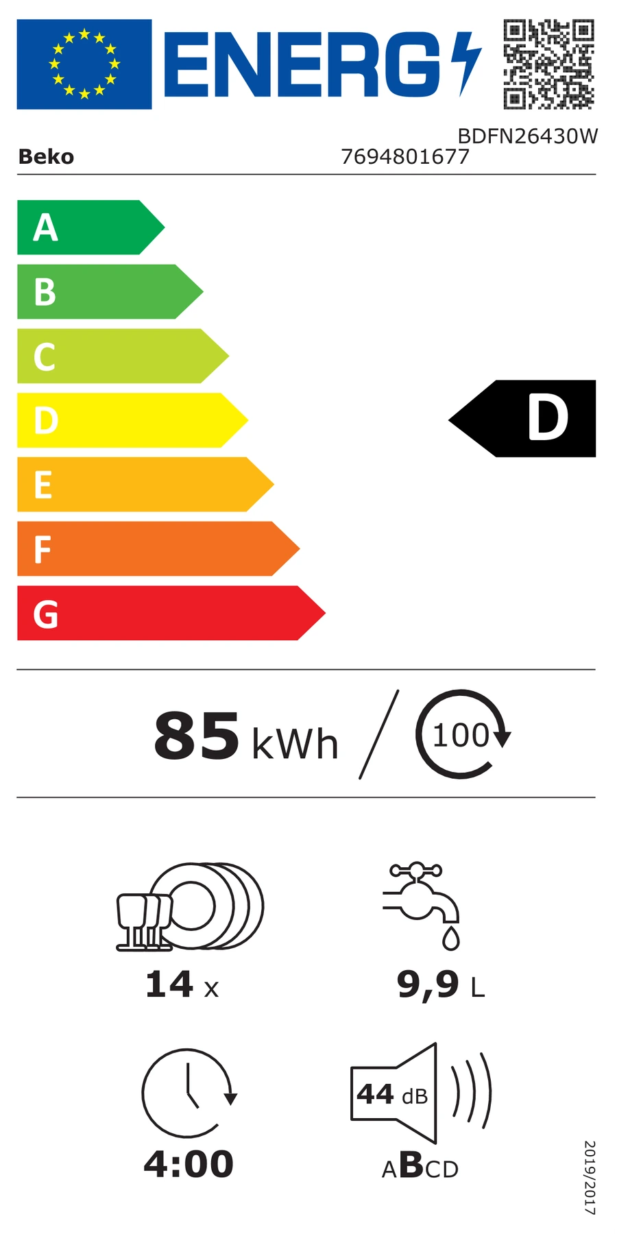 EU-Energielabel – Energieeffizienzklasse D