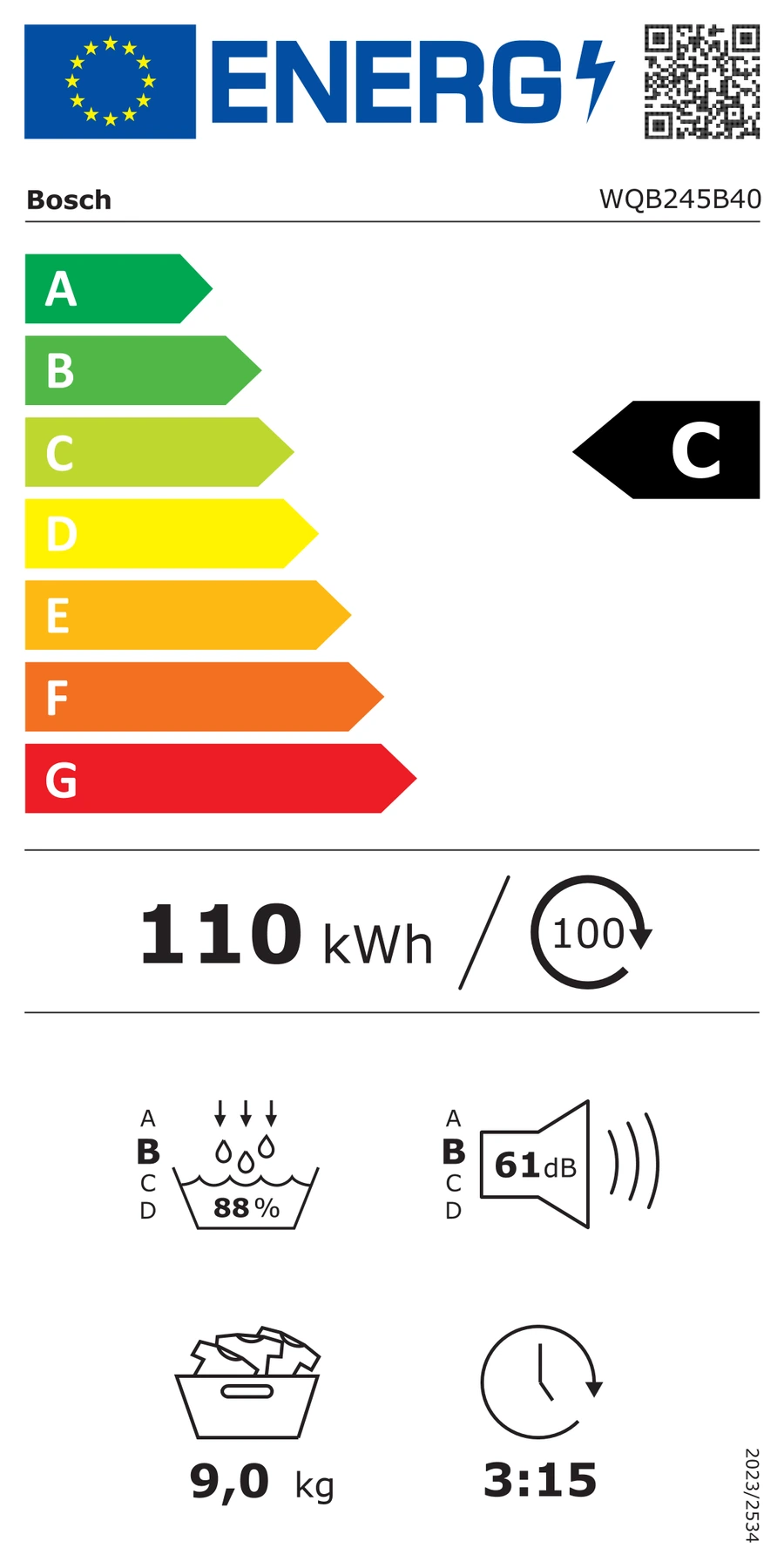 EU-Energielabel – Energieeffizienzklasse C