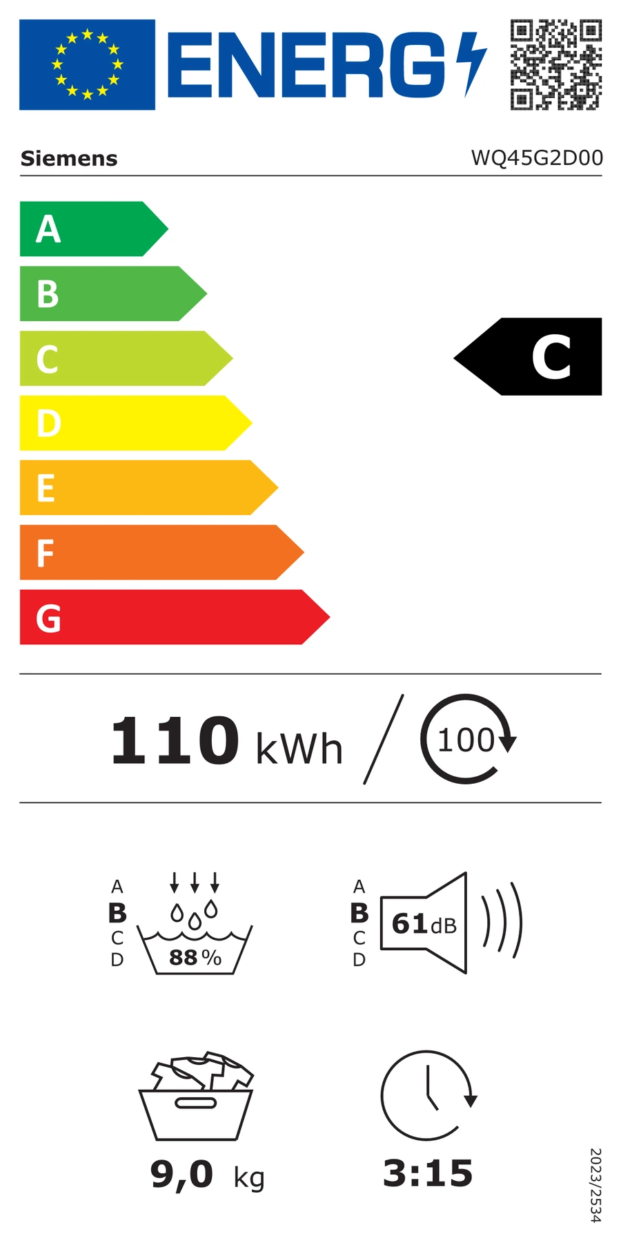 EU-Energielabel – Energieeffizienzklasse C
