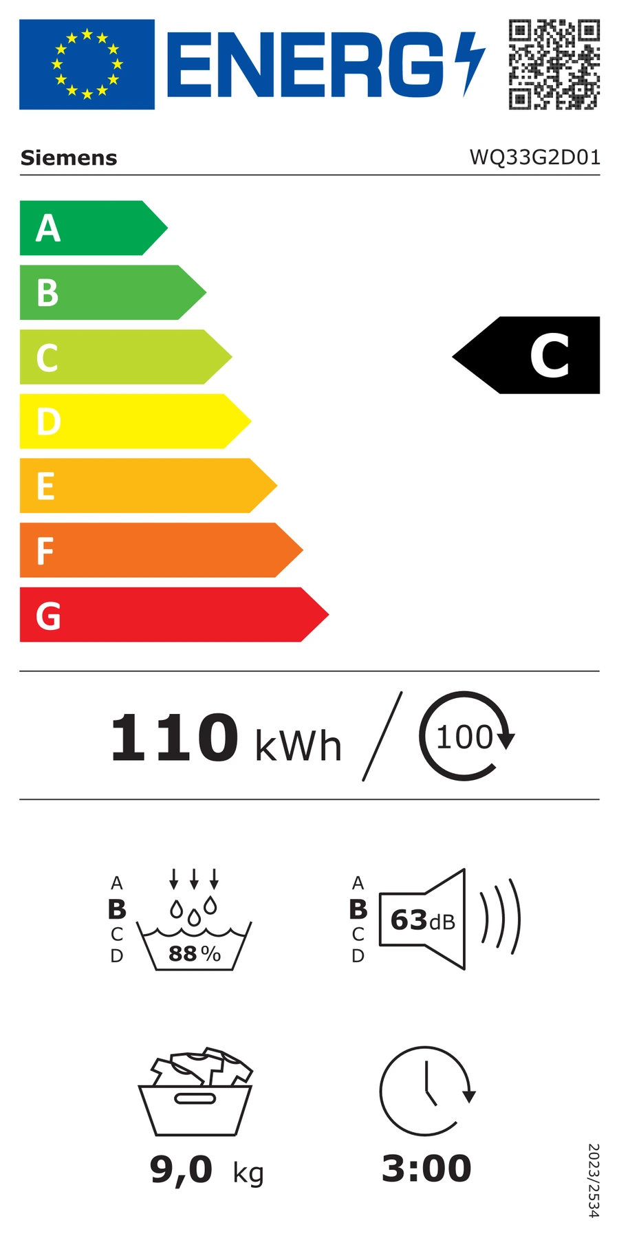 EU-Energielabel – Energieeffizienzklasse C