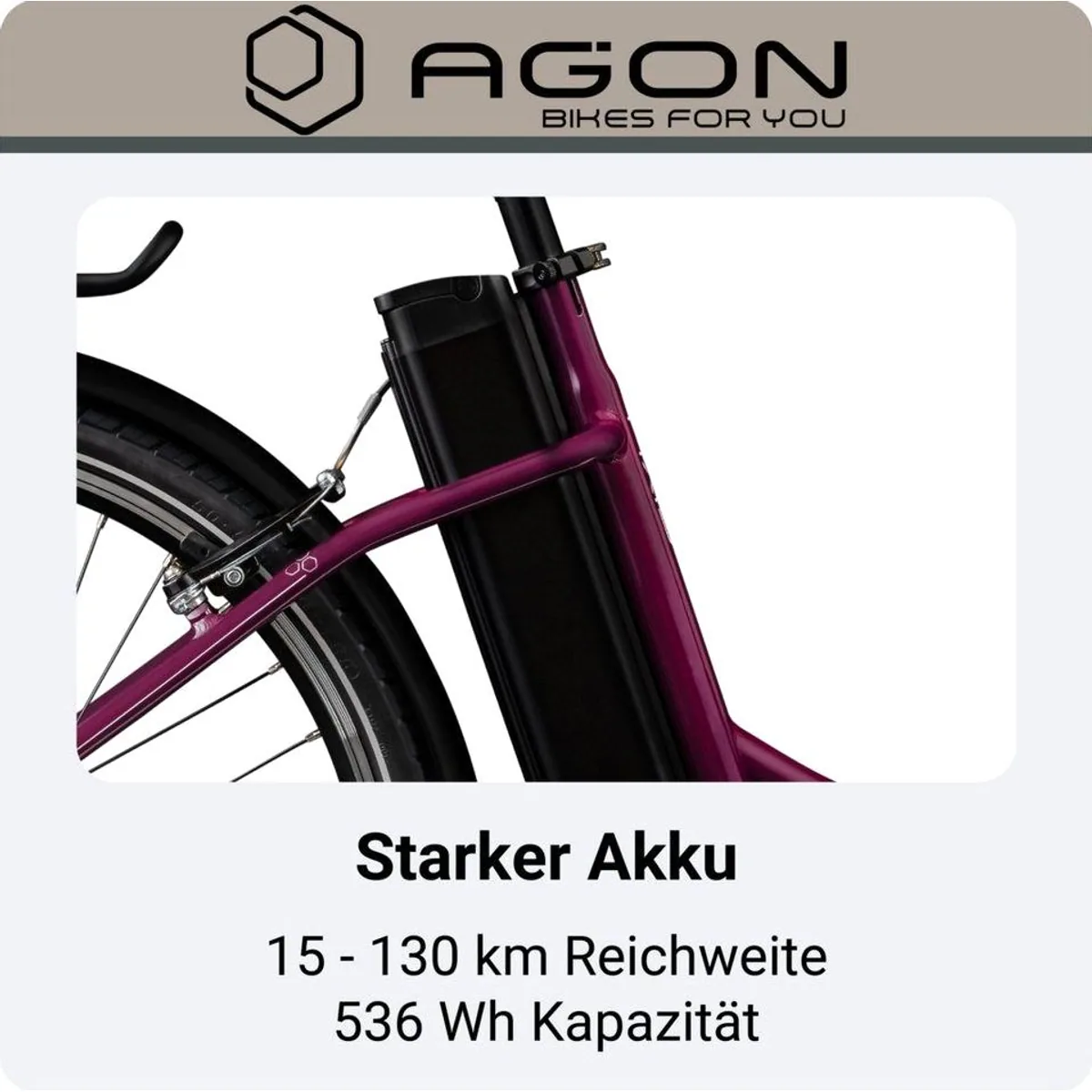 Agon E-Bike Cityrad Axis, 3 Gang Nabenschaltung, 536 Wh Akkuleistung 2