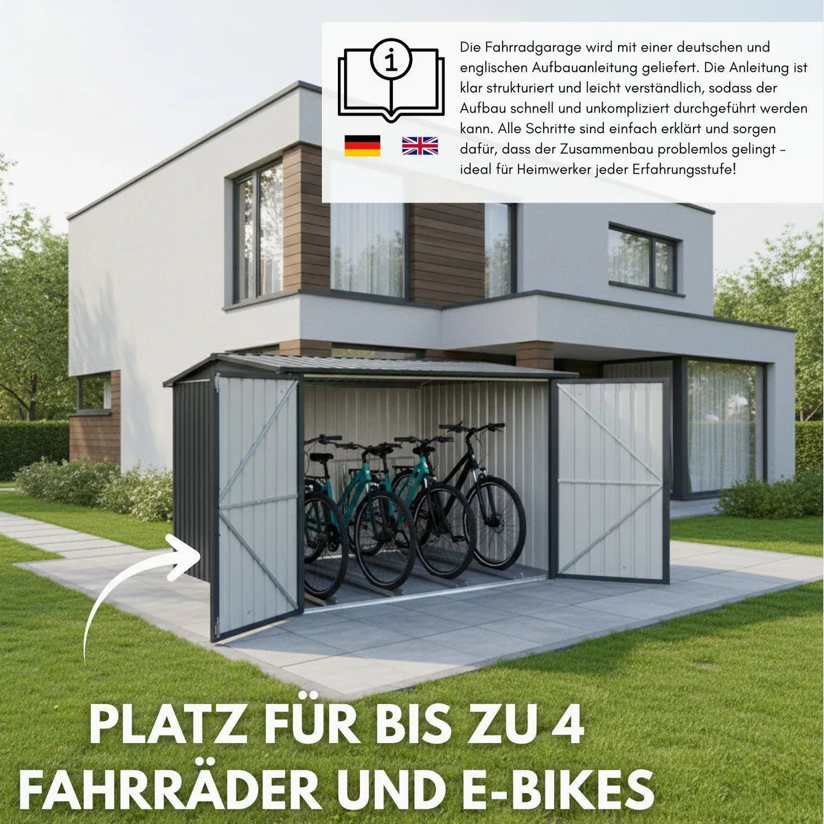 Albatros International Gerätehaus Premium Fahrradgarage, robust, abschließbar, wetterfest — BxT: 203x229 cm 3