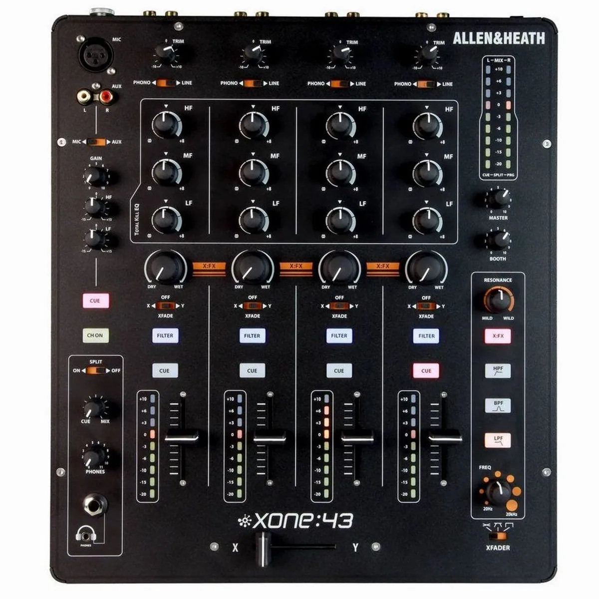 Allen & Heath XONE:43 DJ-Mixer, 4 Kanäle, VCF Filtersystem, 3-Band Kill EQ