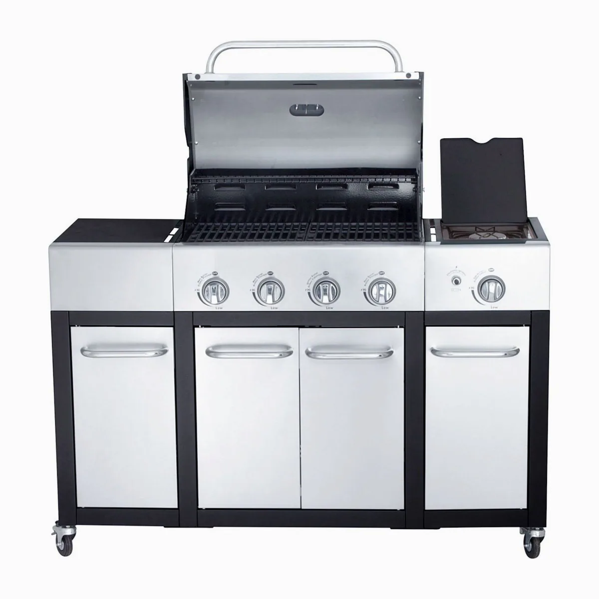 All Grill Basic-Line Major Gasgrill, 4 Brenner, integrierter Seitenkocher, pulverbeschichteter Stahl 2