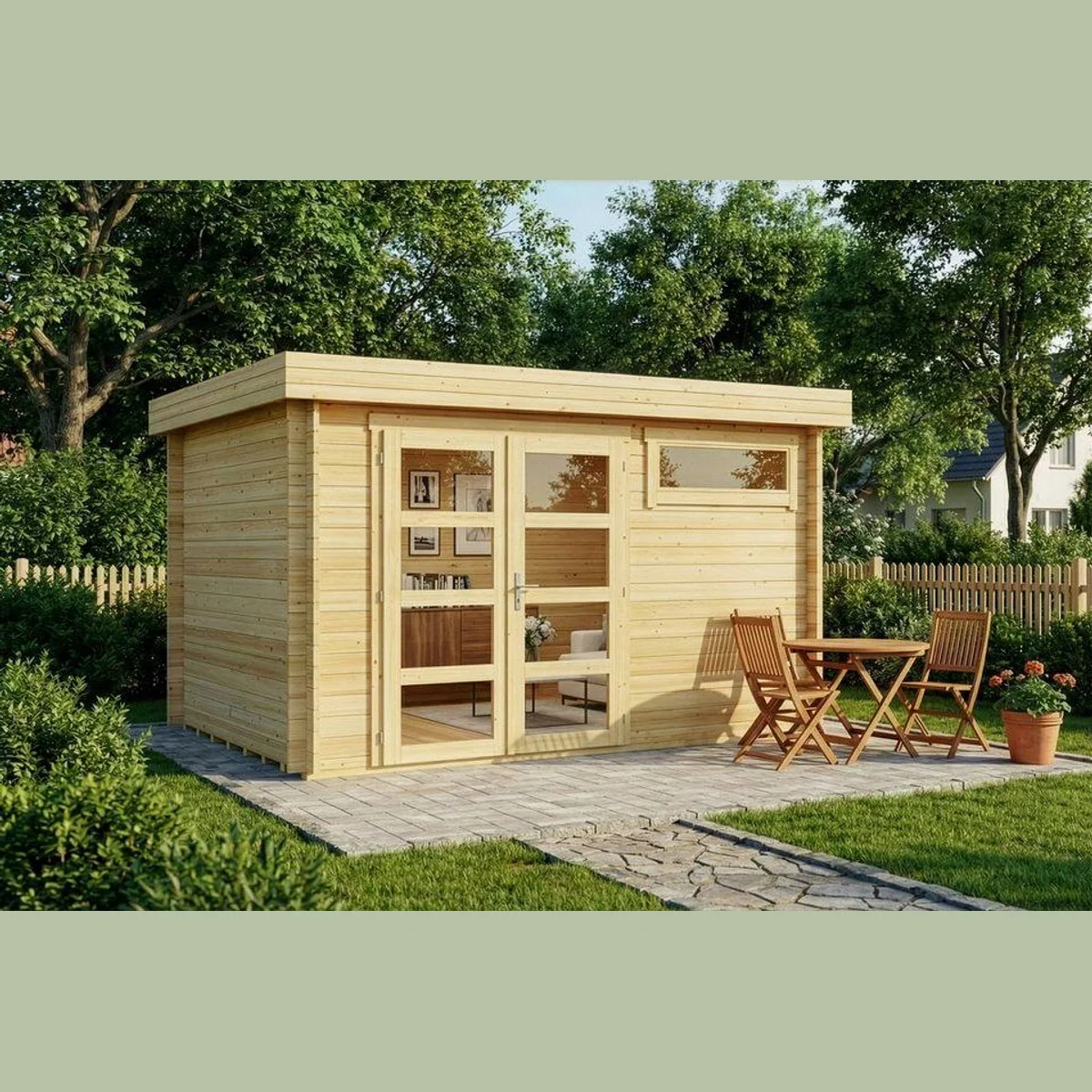 Alpholz Gartenhaus Leandro, 28 mm Wandstärke, inkl. Fußboden — großzügiger Stauraum, langlebige Materialien, modernes Design