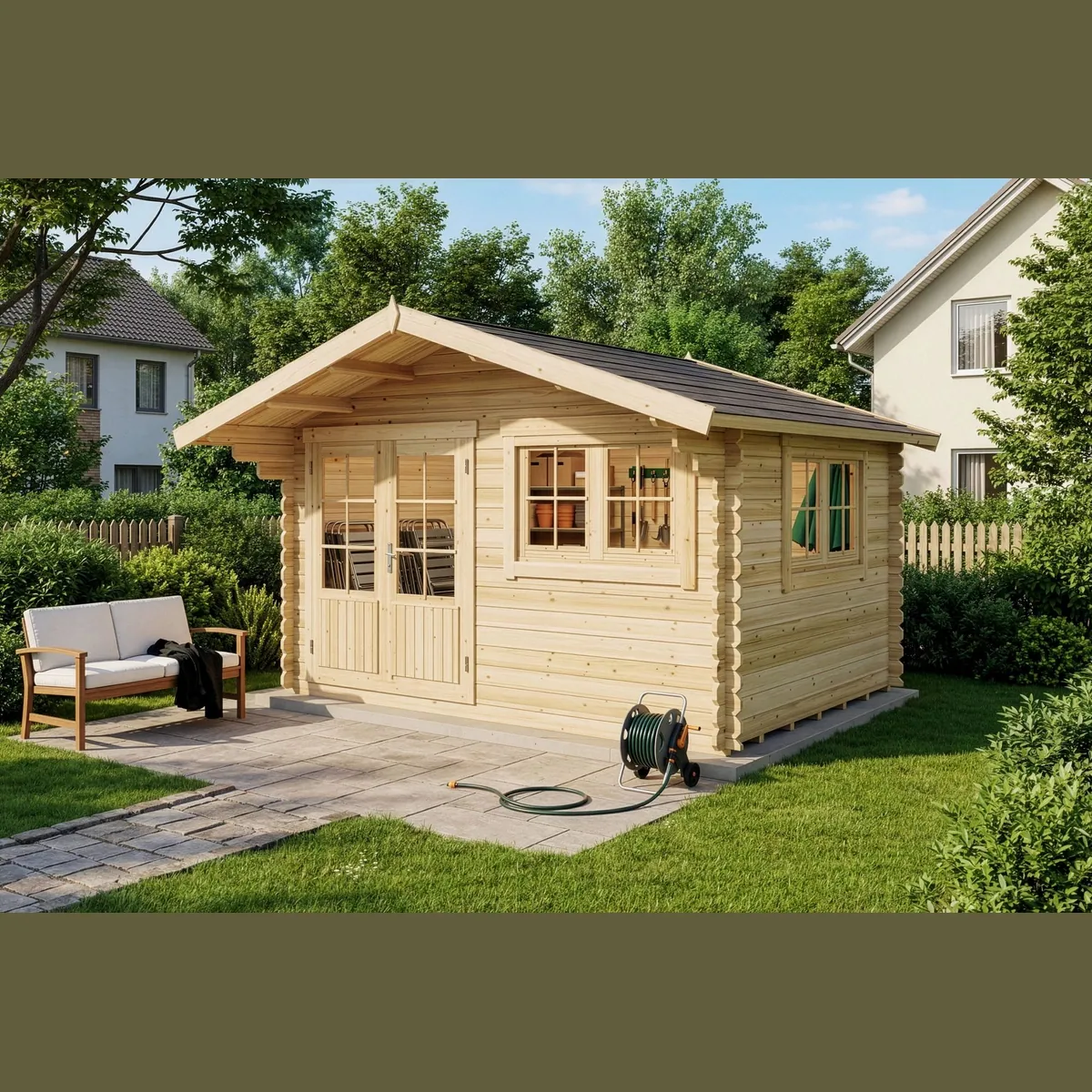 Alpholz Gartenhaus Gabriel, 28mm Wandstärke, Inkl. Fußboden, 438x367 cm