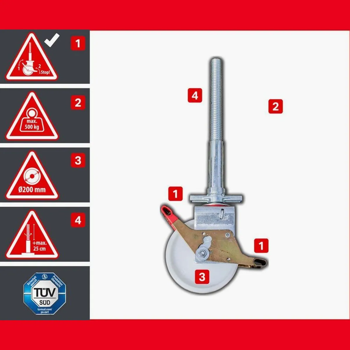 ALTEC Aluminium Fahrgerüst AluLight, höhenverstellbar bis 14m, 135cm breit, mit Ø200mm Rollen 2