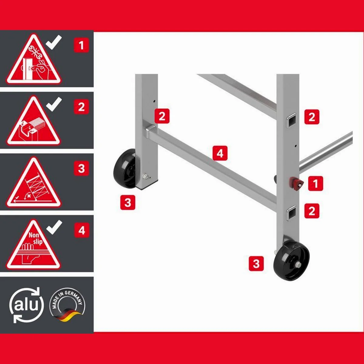 ALTEC Aluminium Fahrgerüst AluCombine 4.0, leicht, vielseitig, sicher – 3m Arbeitshöhe 5