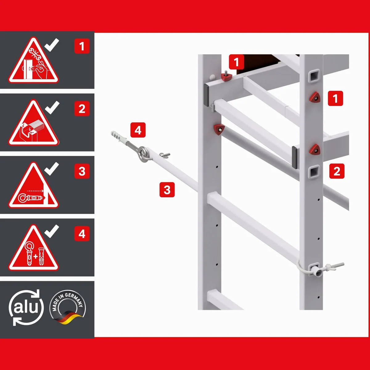 ALTEC Aluminium Arbeitsgerüst AluCombine 3.0, maximale Arbeitshöhe 7 Meter, rutschhemmend & stabil 2
