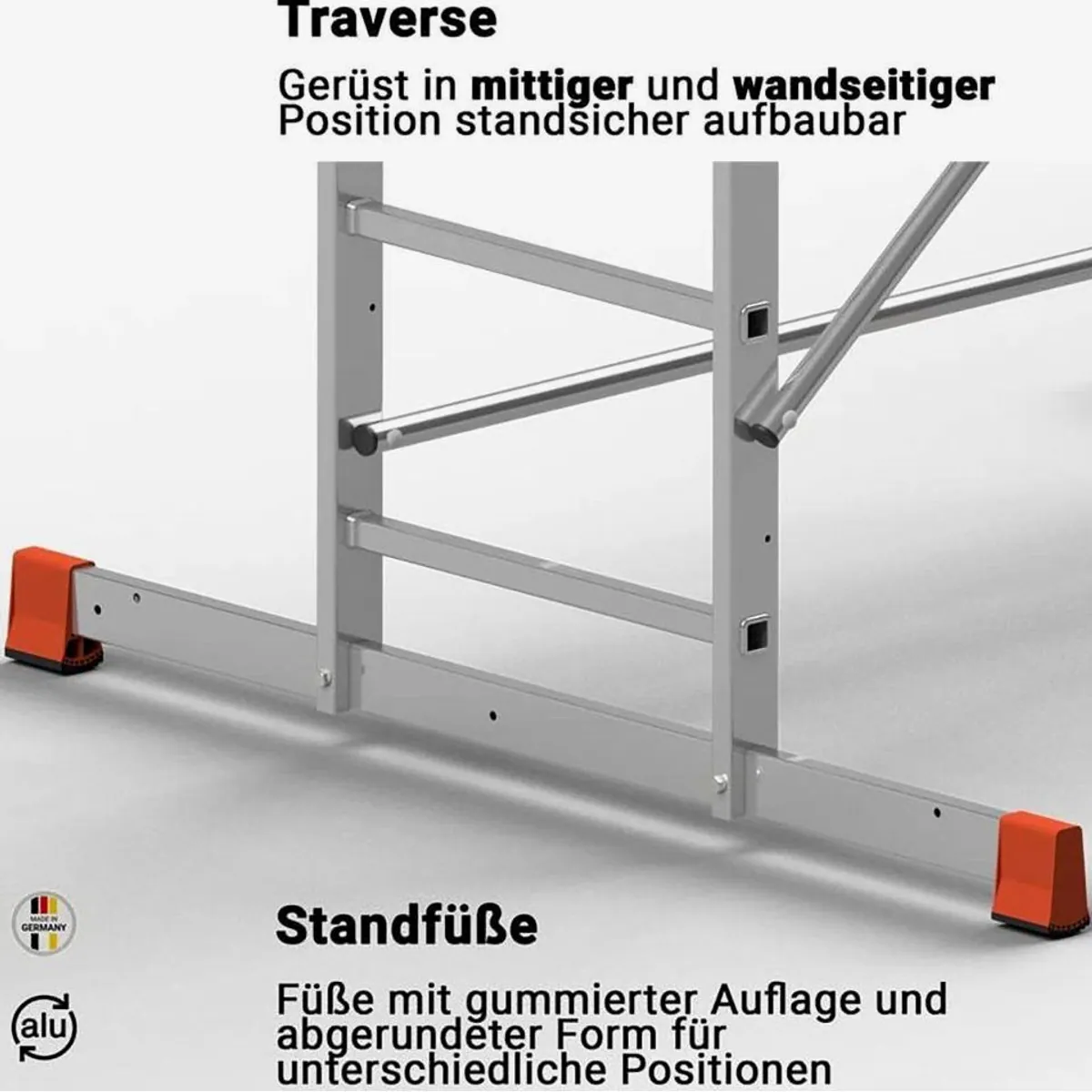 ALTEC Aluminium Arbeitsgerüst AluCombine 3.0, maximale Arbeitshöhe 7 Meter, rutschhemmend & stabil 4