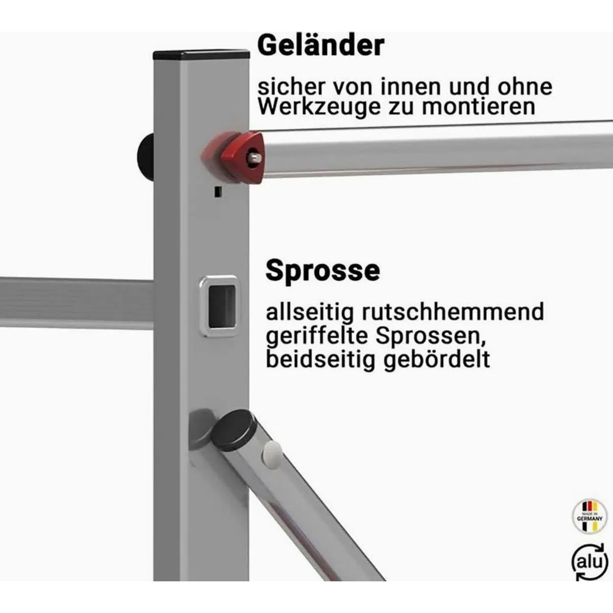 ALTEC Aluminium Arbeitsgerüst AluCombine 3.0, maximale Arbeitshöhe 7 Meter, rutschhemmend & stabil 5