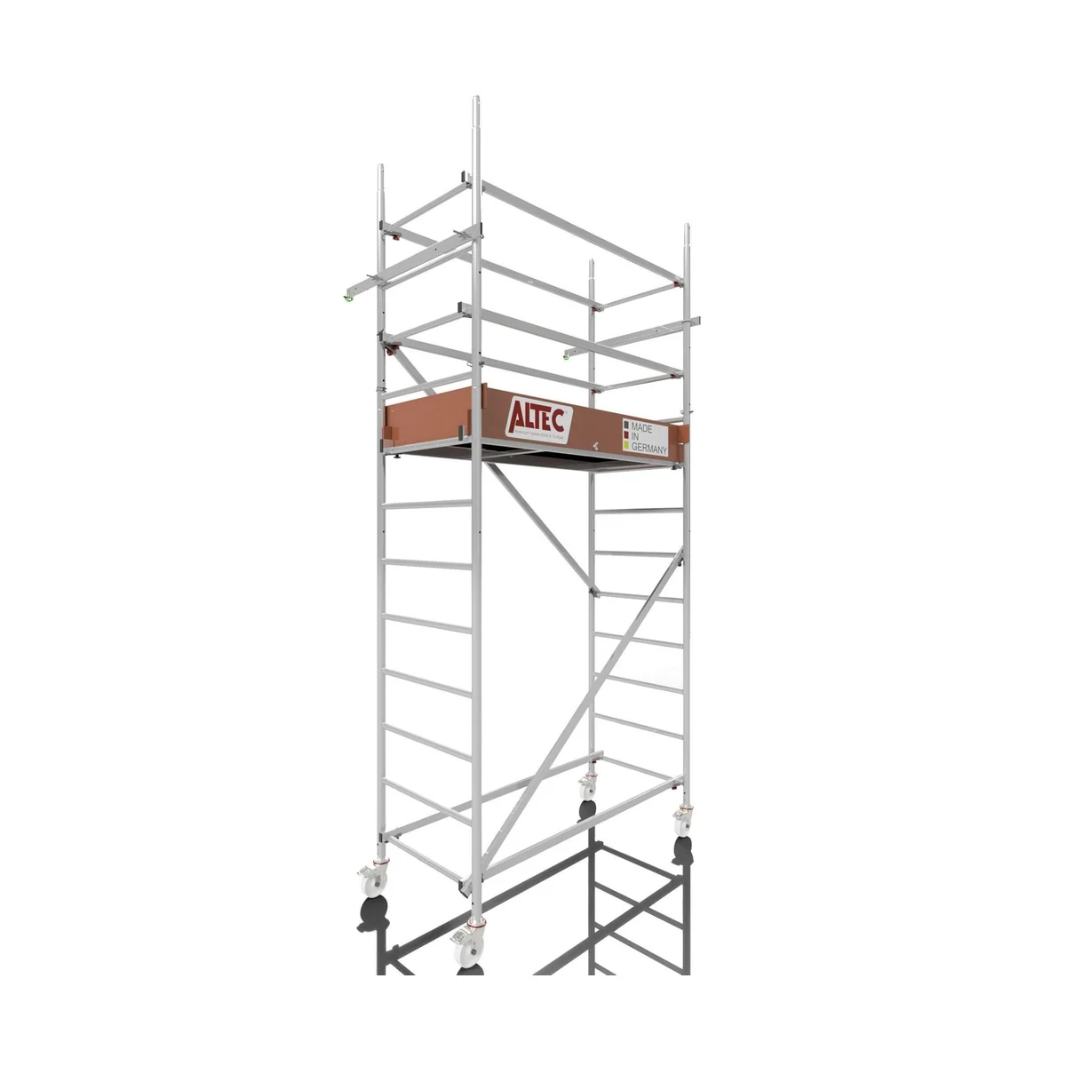 ALTEC Aluminium Fahrgerüst Rollfix 2.0, arbeitshöhe 4 Meter, hohe Belastbarkeit, werkzeuglose Montage
