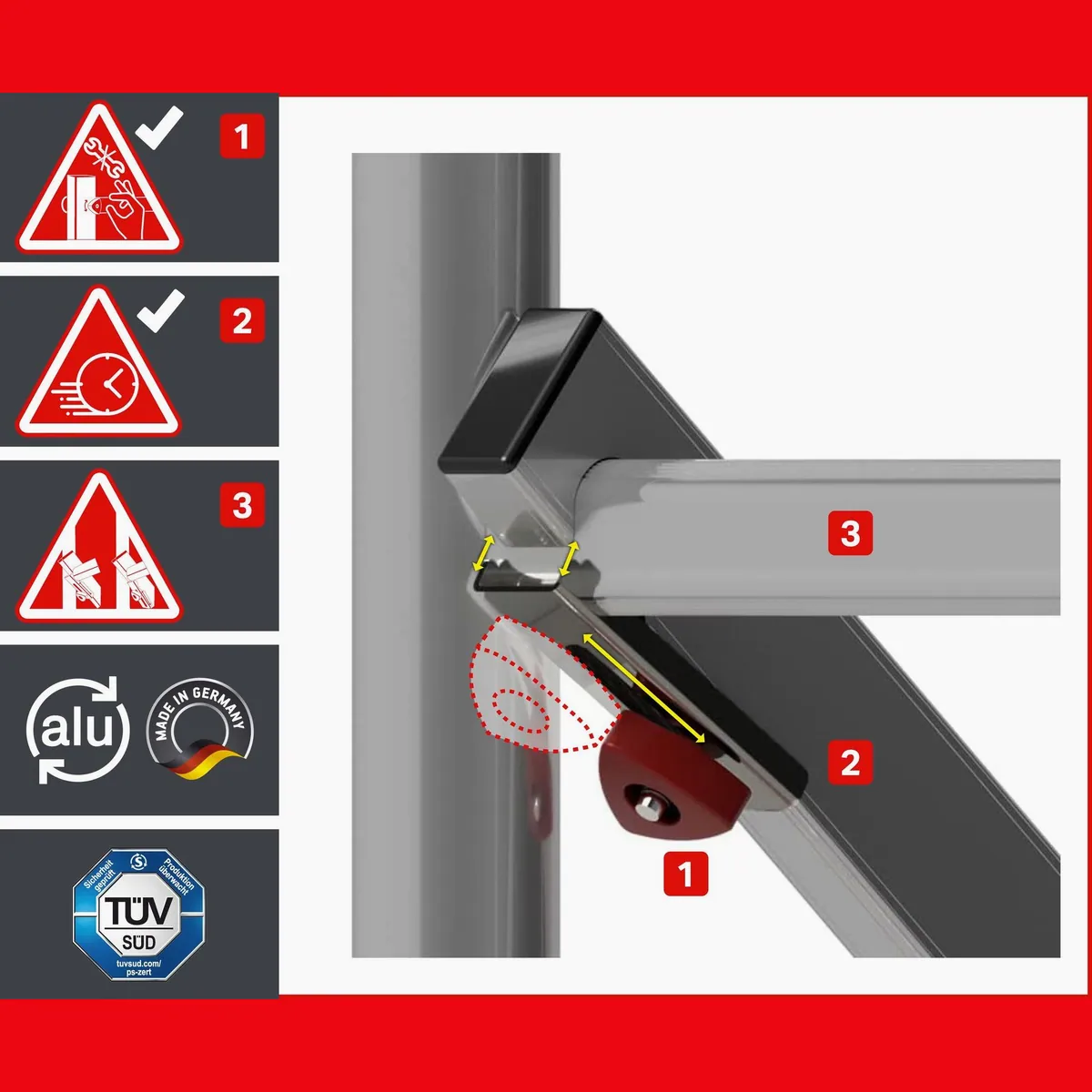ALTEC Aluminium Fahrgerüst Rollfix 2.0, Werkzeugfreier Aufbau, TÜV-geprüft, 10 m Arbeitshöhe 3