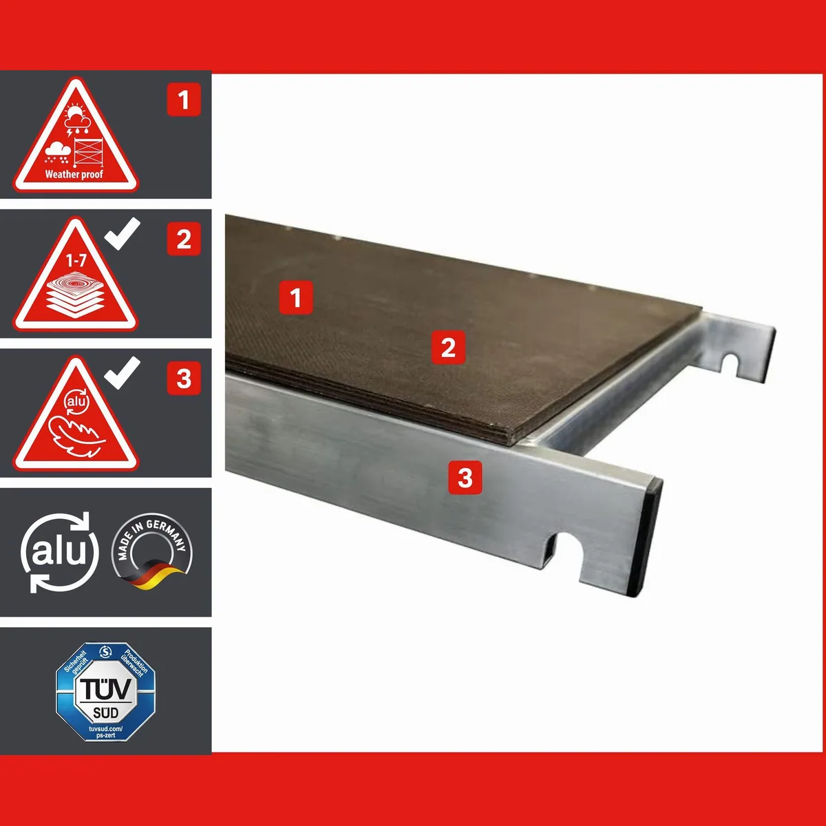 ALTEC Aluminium Fahrgerüst Rollfix 2.0, Werkzeugfreier Aufbau, TÜV-geprüft, 10 m Arbeitshöhe 5