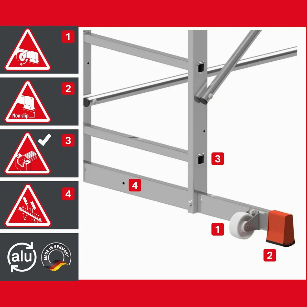 ALTEC Aluminium Fahrgerüst AluCombine 3.0, maximale Arbeitshöhe 7 Meter, robust und mobil 4