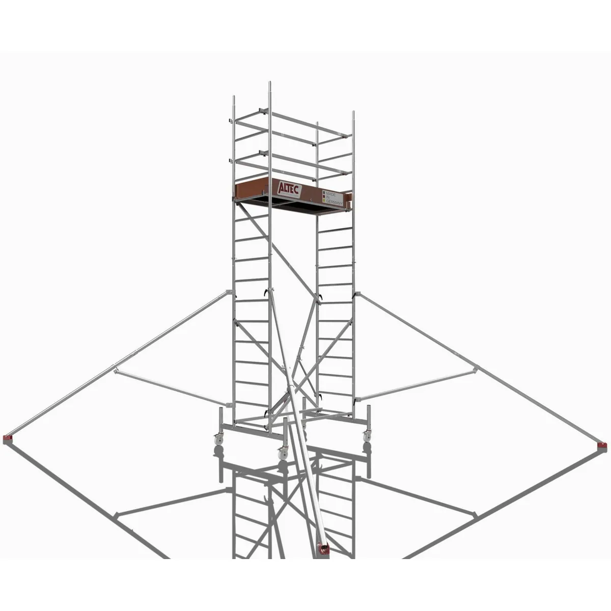 ALTEC Aluminium Fahrgerüst Rollfix 1.0, Werkzeuglose Montage, Hohe Sicherheit, TÜV-geprüft — max. Arbeitshöhe 10 Meter