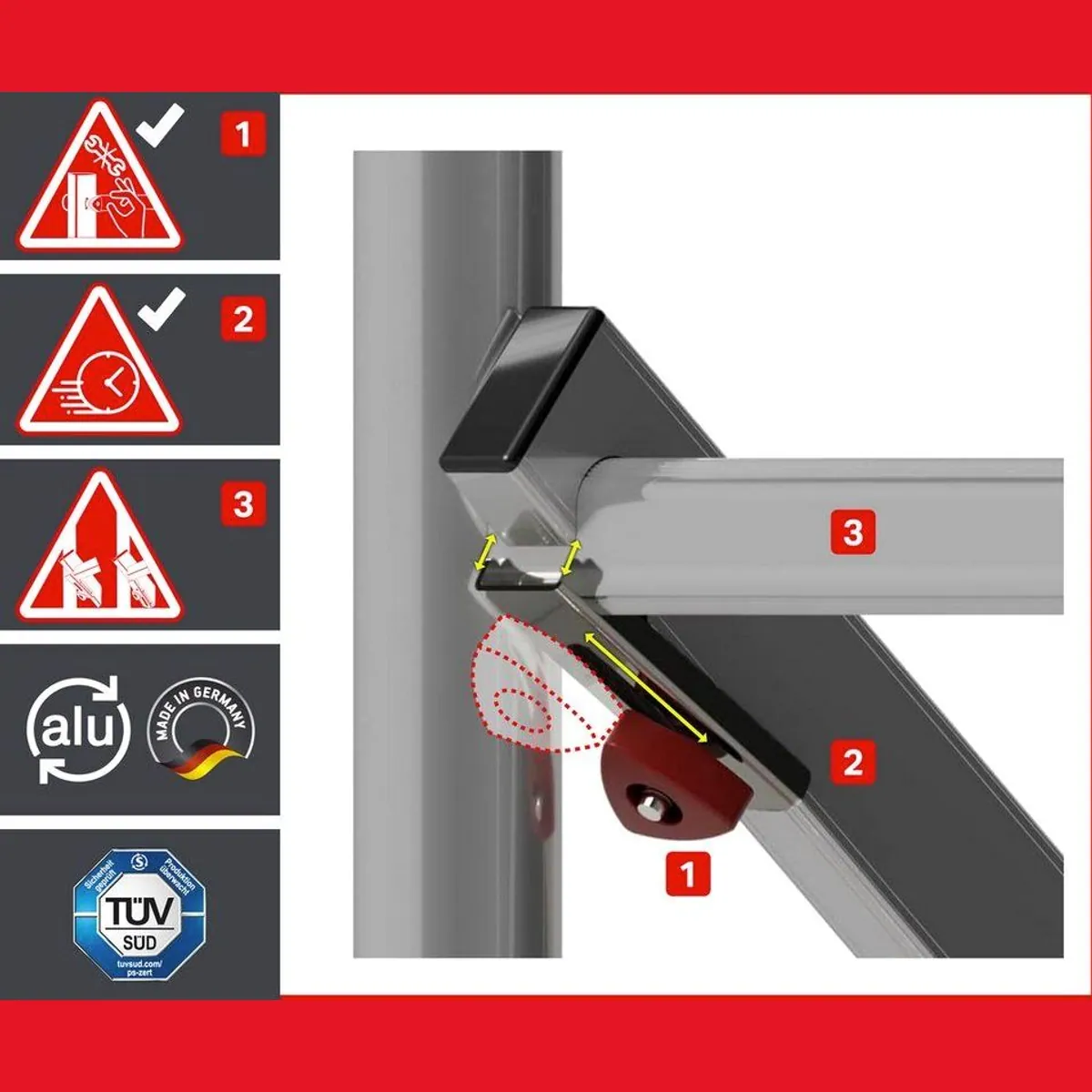 ALTEC Aluminium Rollfix 1.0, werkzeugfreier Aufbau, maximale Arbeitshöhe 10 Meter 4