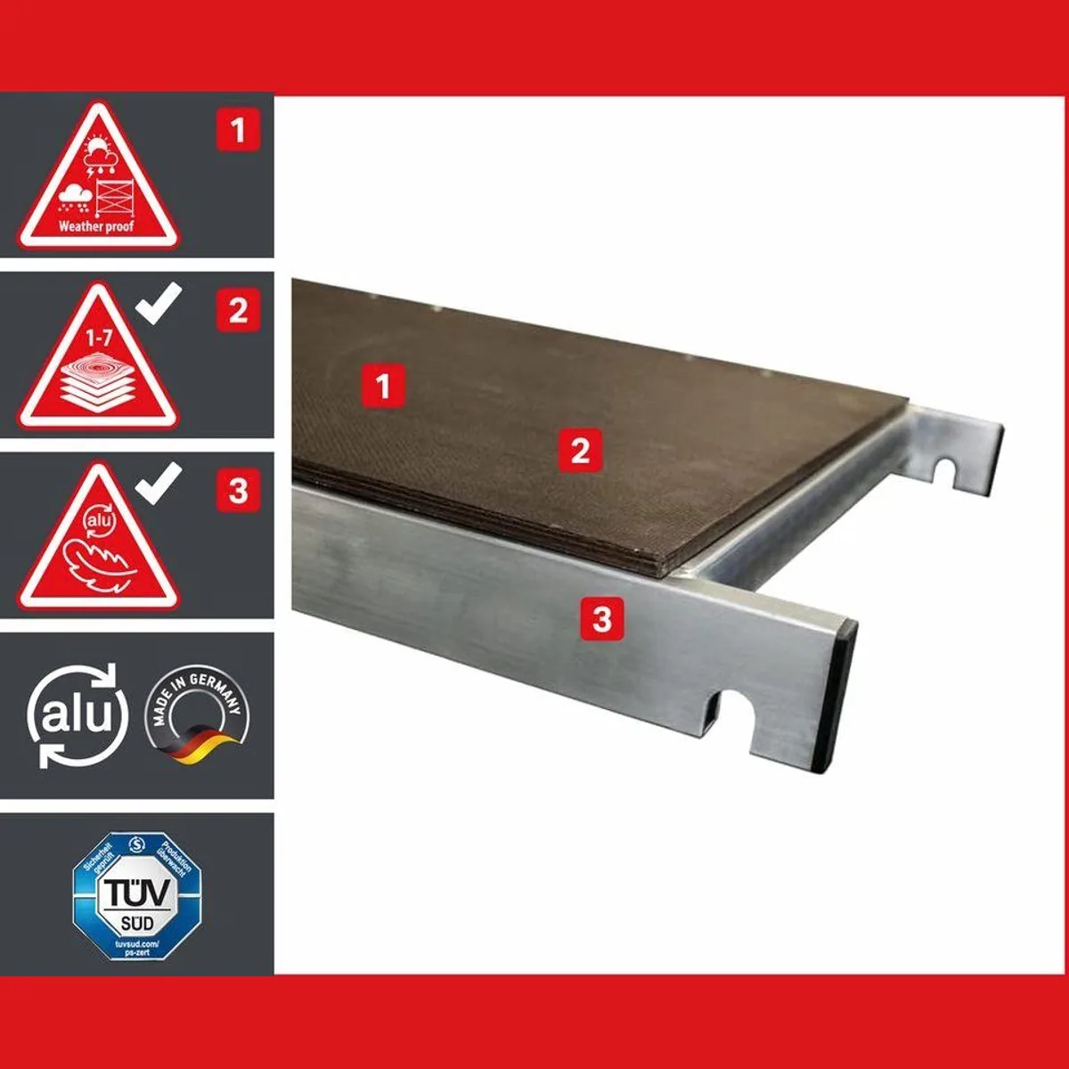 ALTEC Aluminium Rollfix 1.0, werkzeugfreier Aufbau, maximale Arbeitshöhe 10 Meter 5
