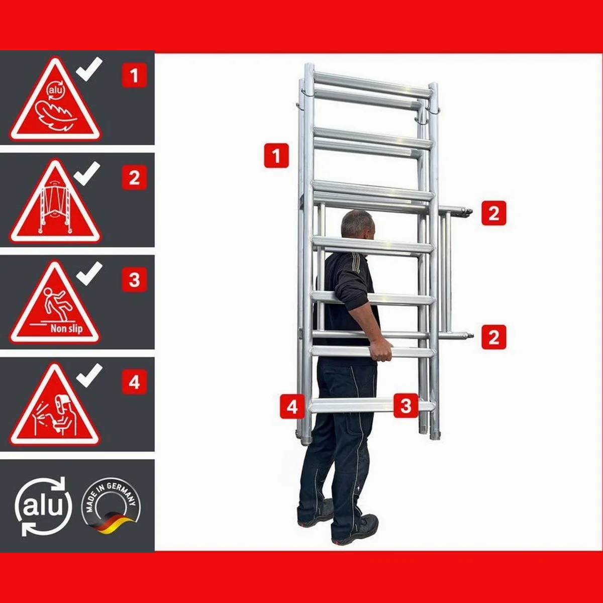 ALTEC Aluminium Klappgerüst AluKlik ECO, kinderleichter Aufbau, hohe Flexibilität, TÜV geprüft 3