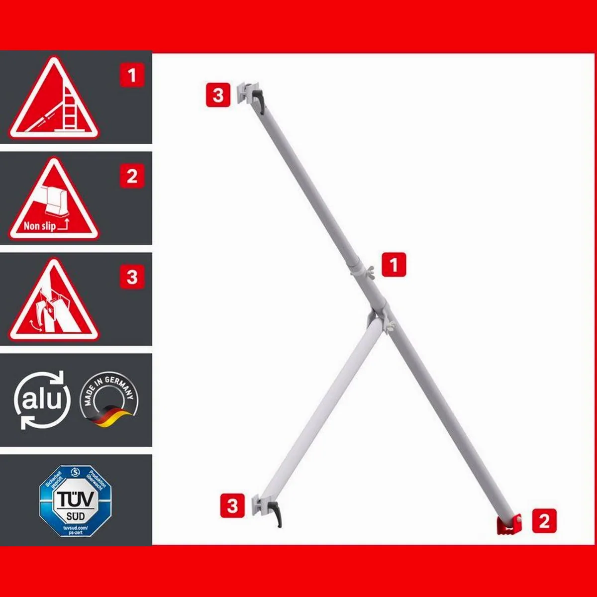 ALTEC Aluminium Rollfix 1.0, teleskopierbare Traverse, 10m Arbeitshöhe, Ø125mm Rollen 3