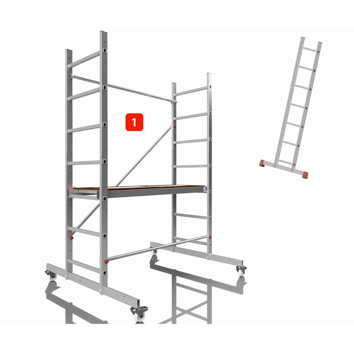 ALTEC Aluminium Fahrgerüst AluCombine 3.0, maximale Arbeitshöhe 7 Meter, 4 Lenkrollen