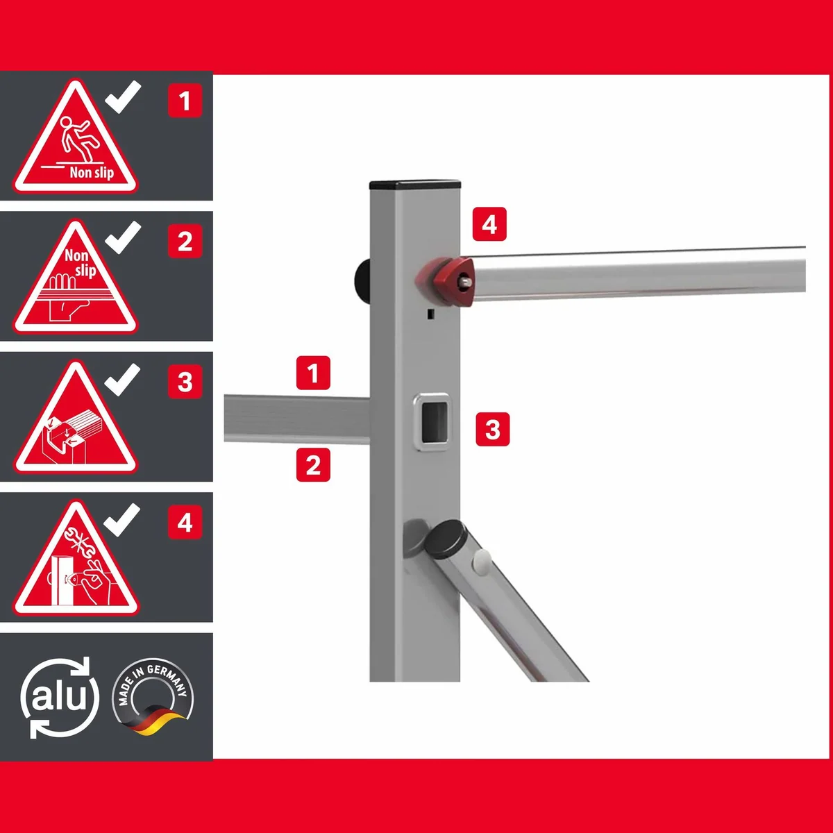 ALTEC Aluminium Fahrgerüst AluCombine 3.0, maximale Arbeitshöhe 7 Meter, 4 Lenkrollen 5