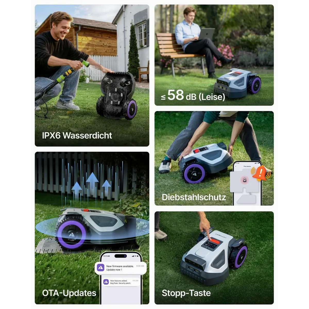 ANTHBOT M5 Mähroboter, RTK-Navigation, Auto-Laden, KI-Hinderniserkennung — für Flächen bis 700 m² 5