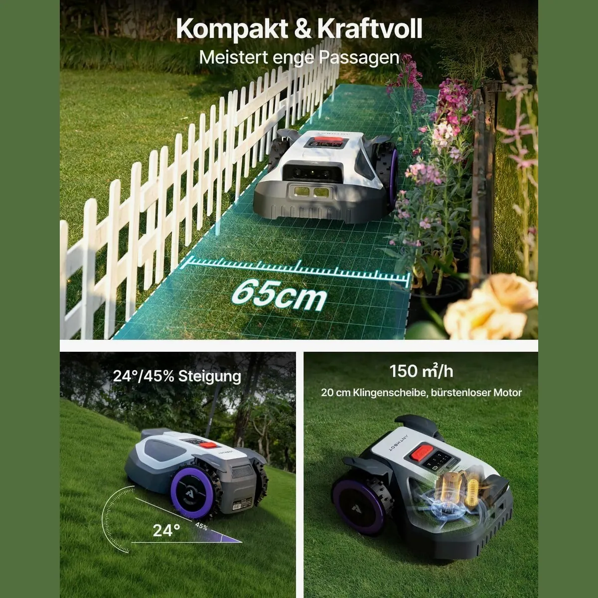 ANTHBOT M9 Mähroboter, RTK-Navigation, HDR-Dual-Vision, KI-Hindernisvermeidung 3