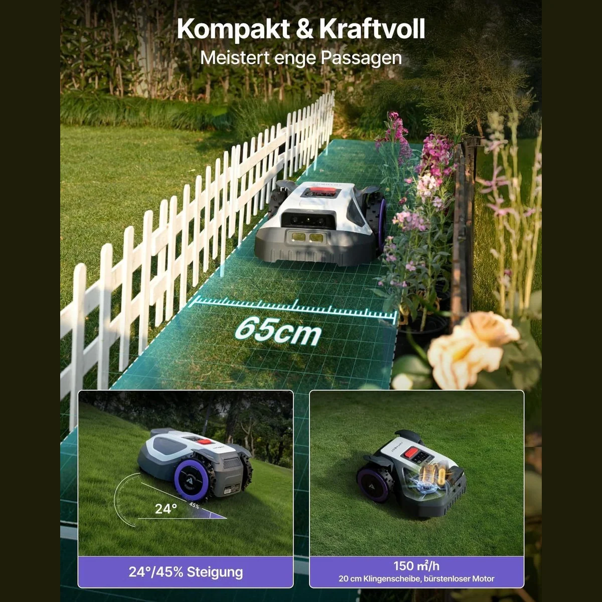 ANTHBOT M5 Mähroboter, präzise Navigation ohne Begrenzungskabel — IPX6, App-Steuerung, Kantenmähen 4