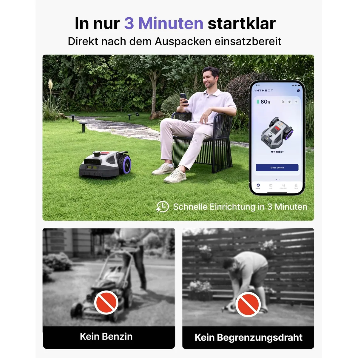 ANTHBOT M5 PRO Mähroboter, HoloSense Quad-Fusion, RTK-Set & Garage Pro — für bis zu 700 m² Rasenfläche 2