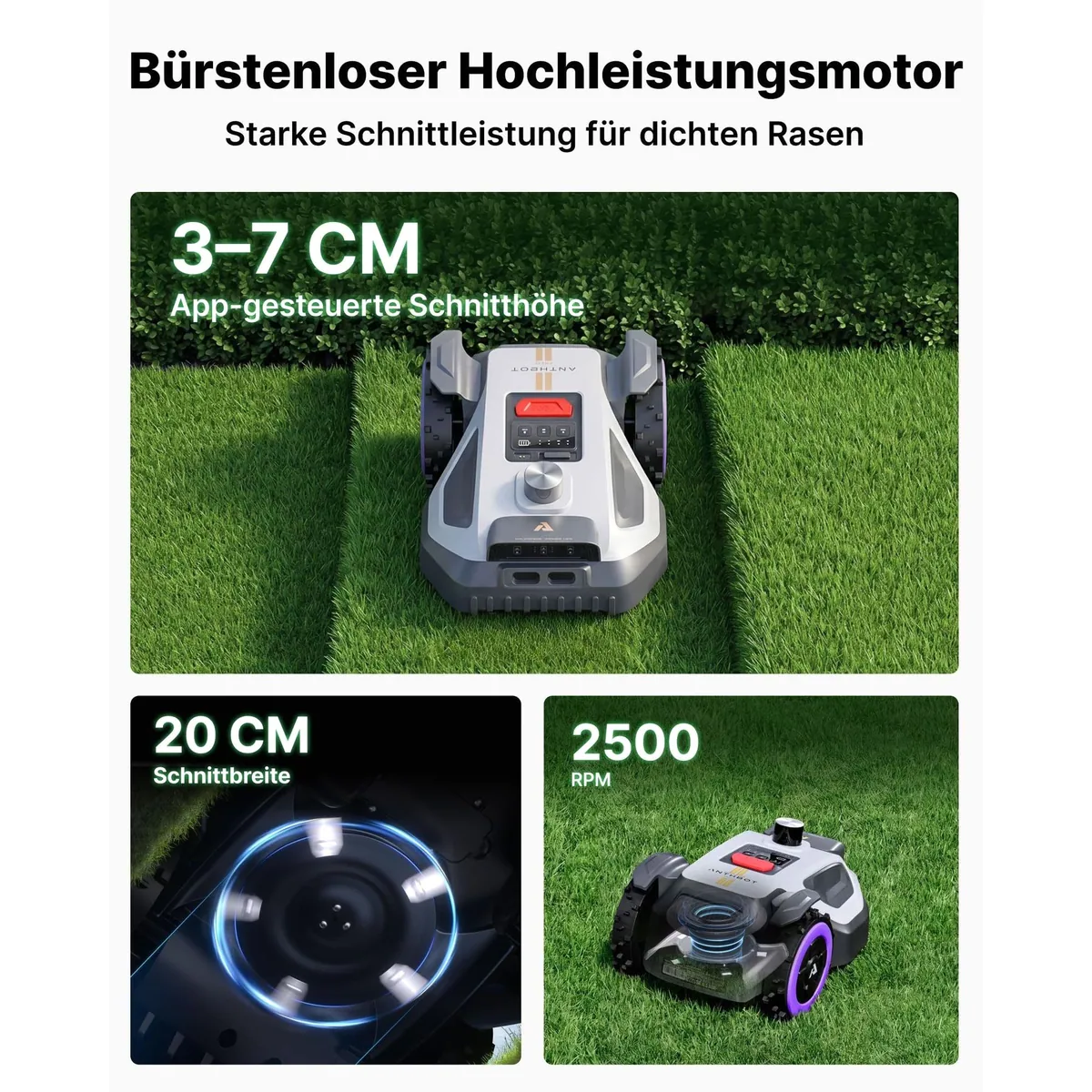 ANTHBOT M5 PRO Mähroboter, HoloSense Quad-Fusion, RTK-Set & Garage Pro — für bis zu 700 m² Rasenfläche 4