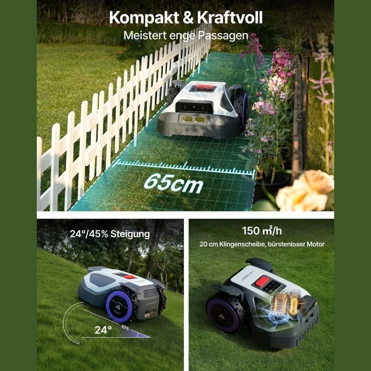 ANTHBOT M9 Mähroboter, RTK-Navigation, KI-Hinderniserkennung, automatische Rasenpflege 2