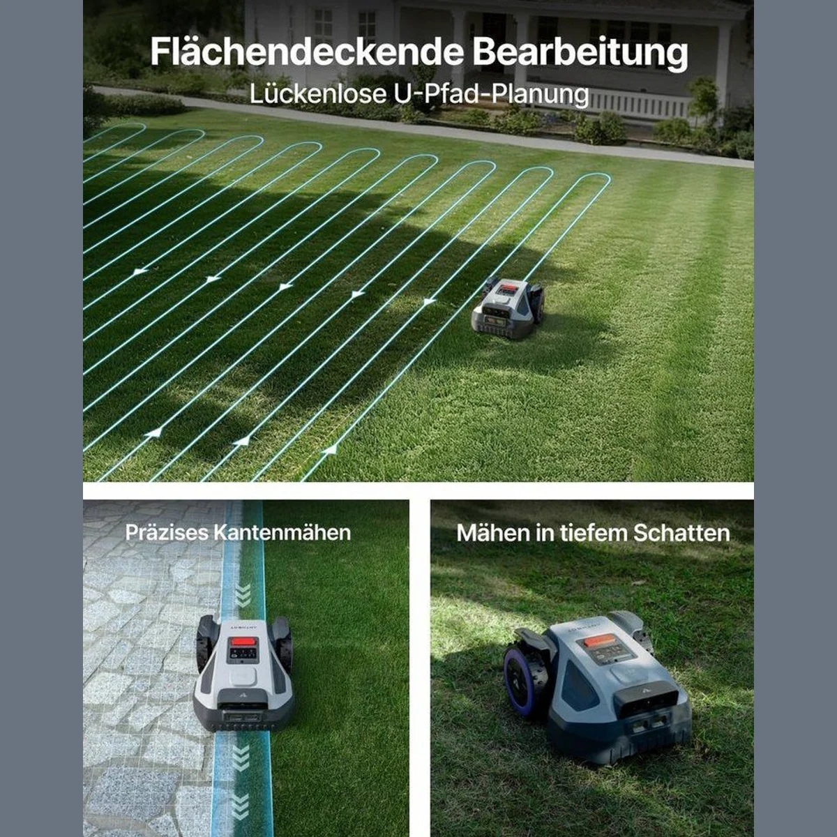 ANTHBOT M9 Mähroboter, RTK-Navigation, KI-Hinderniserkennung, automatische Rasenpflege 3