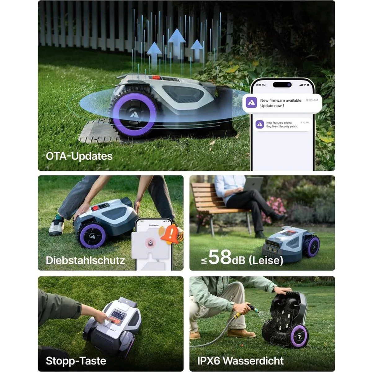ANTHBOT M9 Mähroboter, RTK-Navigation, KI-Hinderniserkennung, automatische Rasenpflege 5
