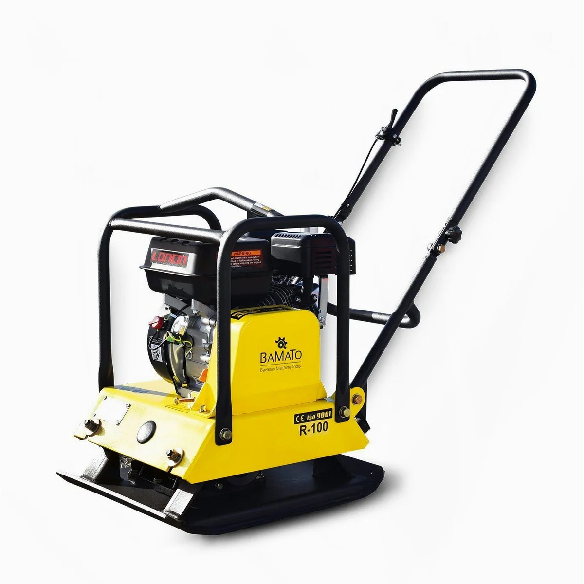 BAMATO Rüttelplatte R-100, kraftvoller 4-Takt Motor, inklusive Gummimatte und Fahrwerk 2