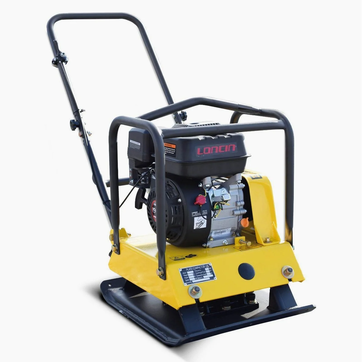 BAMATO Rüttelplatte R-100, kraftvoller 4-Takt Motor, inklusive Gummimatte und Fahrwerk 3