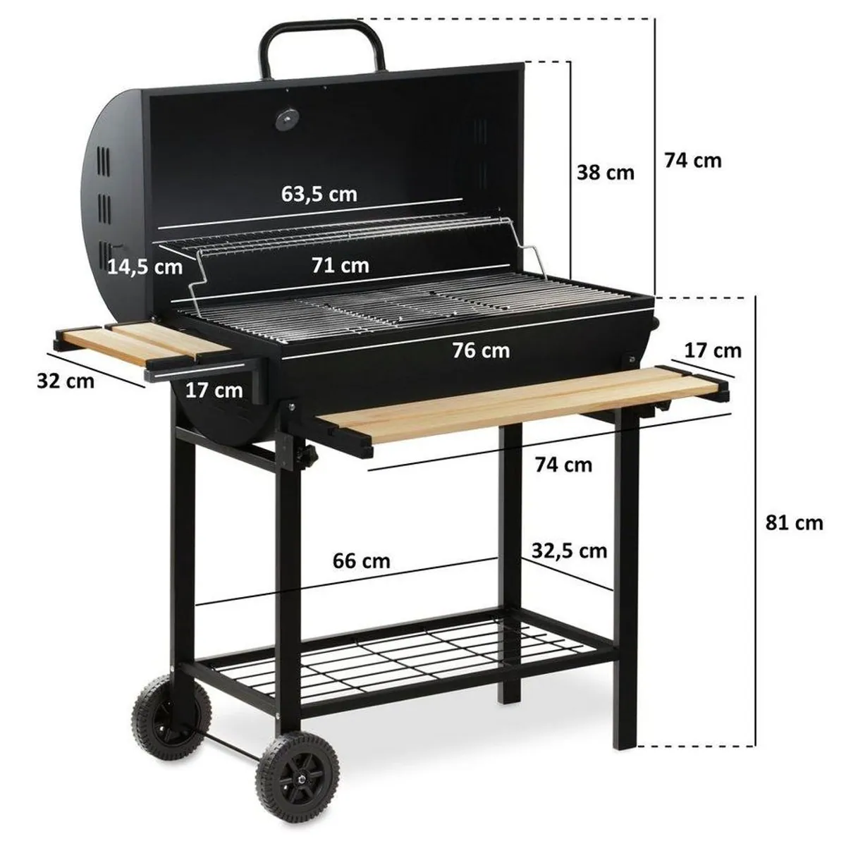 BBQ-Toro Holzkohlegrillwagen, vielseitig einsetzbar, inkl. Thermometer und Smoker-Funktion 3