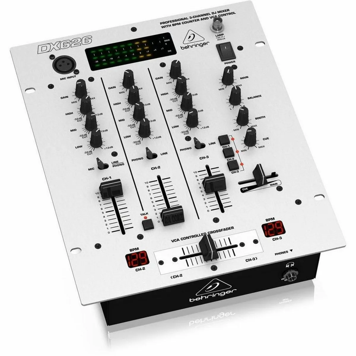 Behringer DX626 Pro, 3-Kanal DJ-Mixer, Ultraglide-Fader und Dual Auto-BPM-Counter