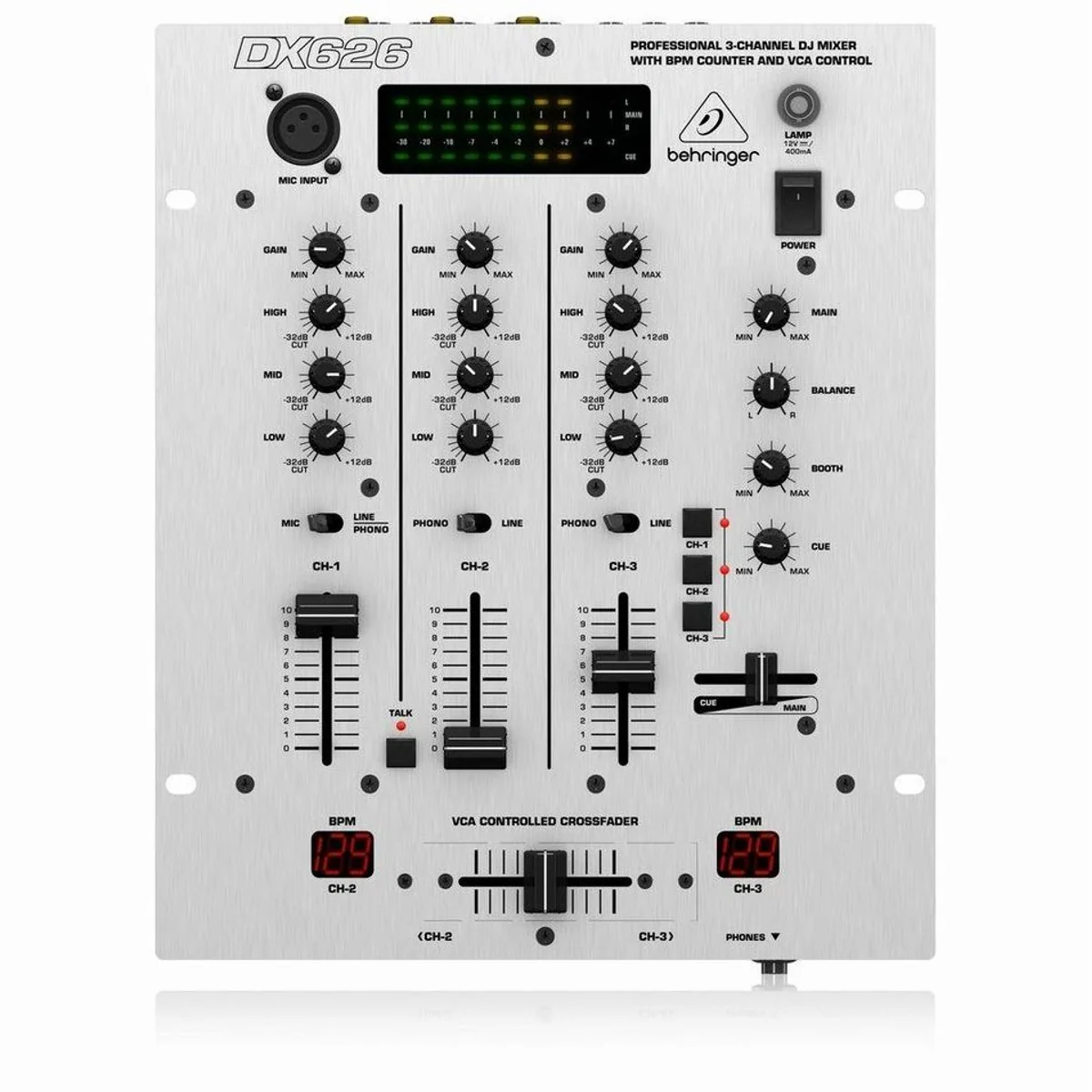 Behringer DX626 Pro, 3-Kanal DJ-Mixer, Ultraglide-Fader und Dual Auto-BPM-Counter 2