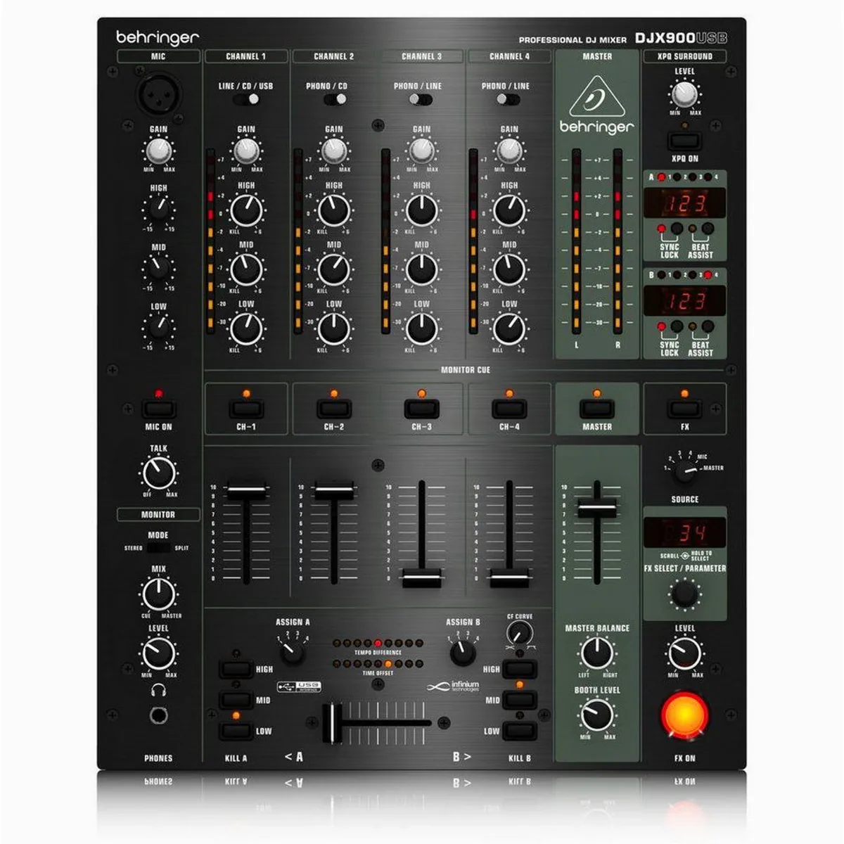 Behringer DJX900USB Mixer, 3-Band EQ, integriertes Audio Interface — DJ Mixer-Set mit Kopfhörern 2