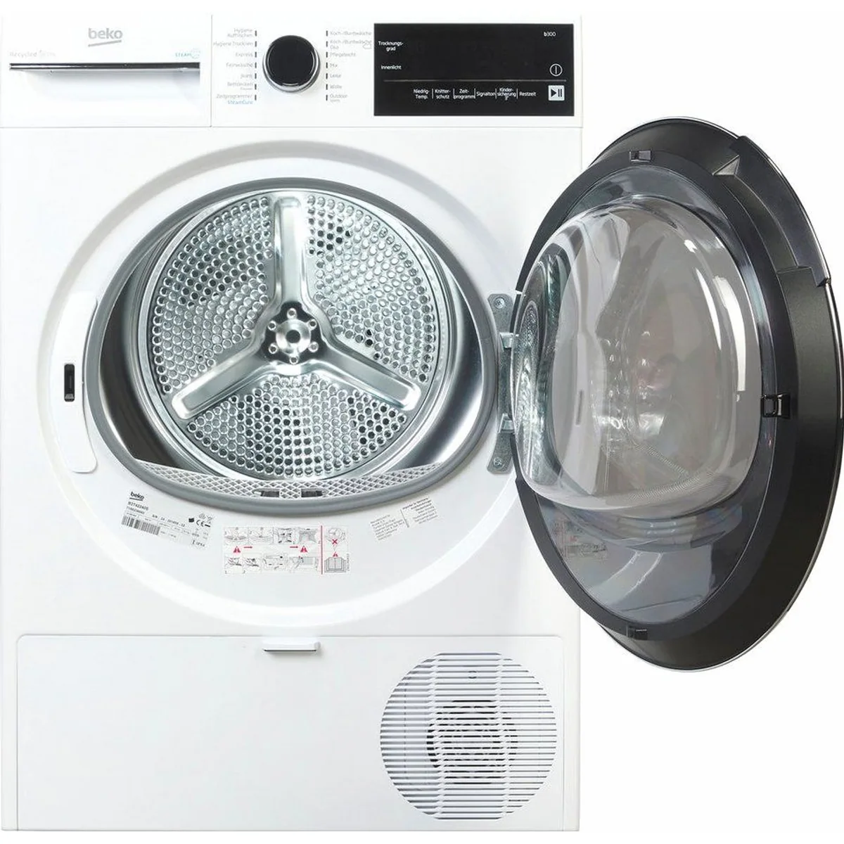 BEKO B3T42240S Wärmepumpentrockner, leiser Betrieb, 8 kg Fassungsvermögen, Dampffunktion 2