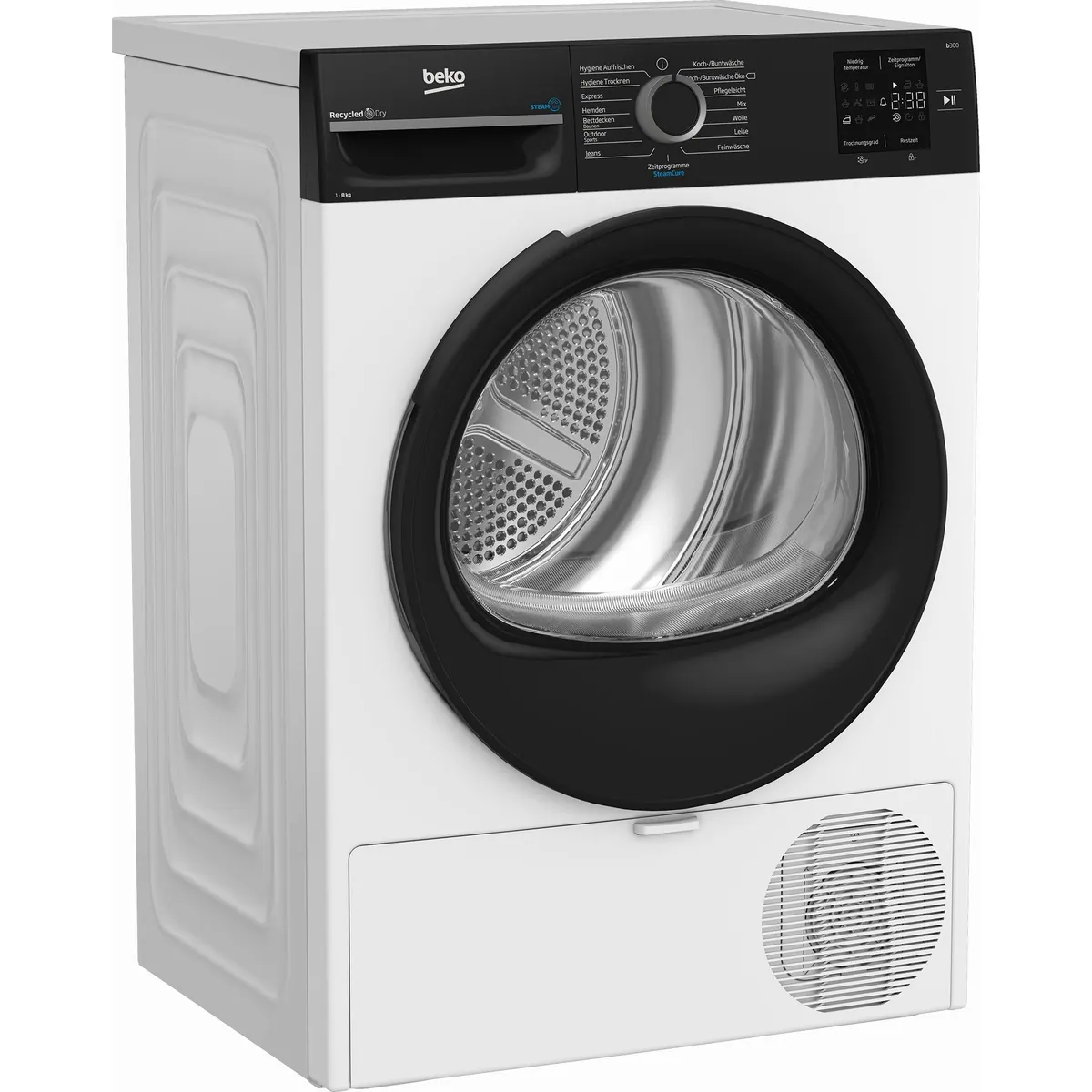 BEKO Wärmepumpentrockner BM3T38240W, AquaWave Schontrommel & 8 kg – sanfte Trocknung für Familienbedarf