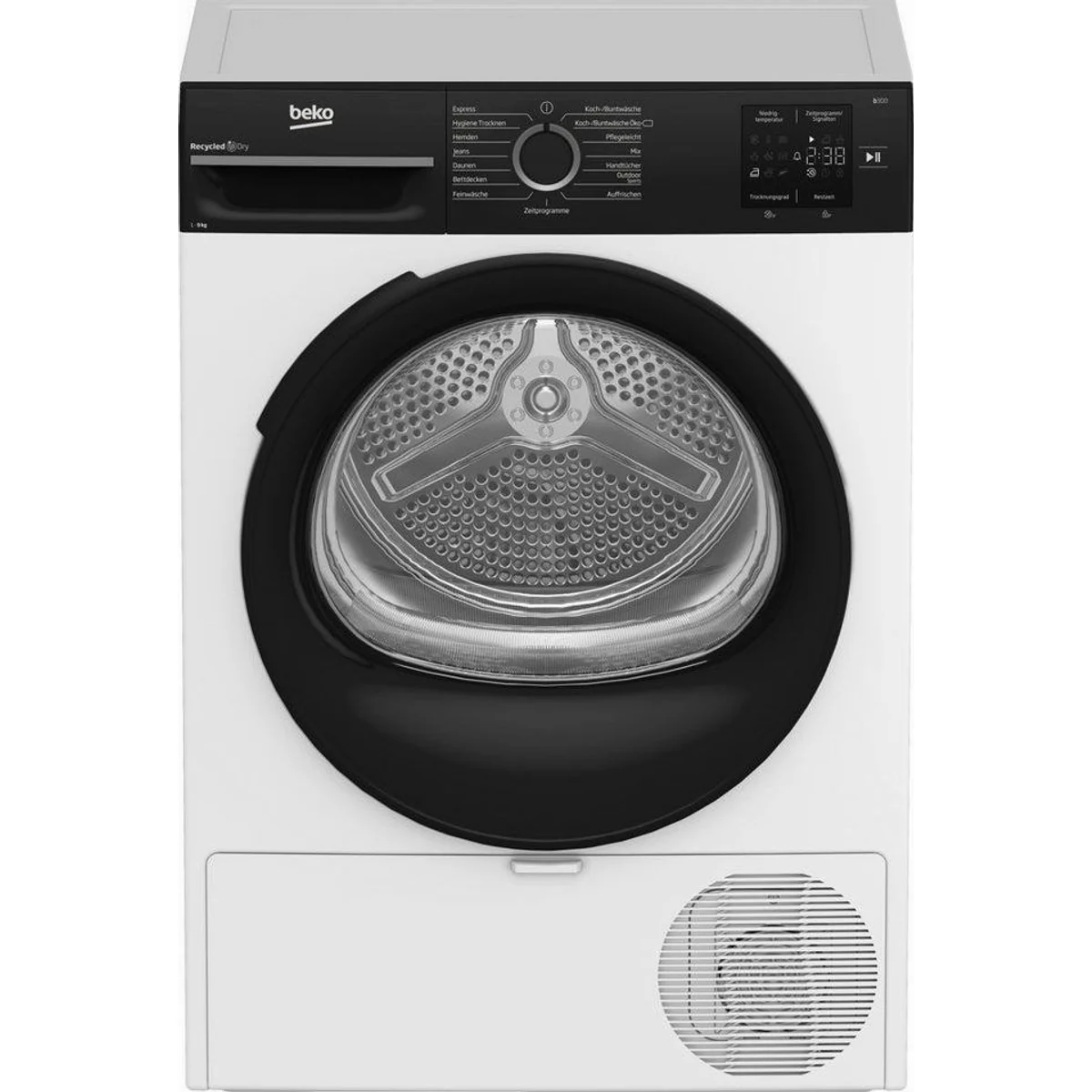 BEKO Wärmepumpentrockner BM3T39230W, 9 kg Fassungsvermögen, Multifunktionsdisplay 3