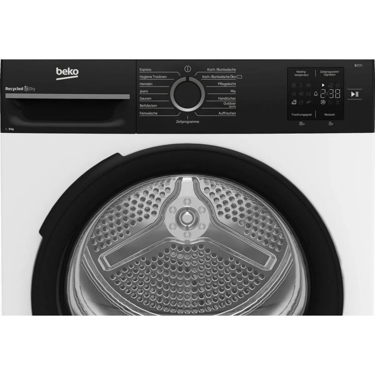BEKO Wärmepumpentrockner BM3T39230W, 9 kg Fassungsvermögen, Multifunktionsdisplay 5