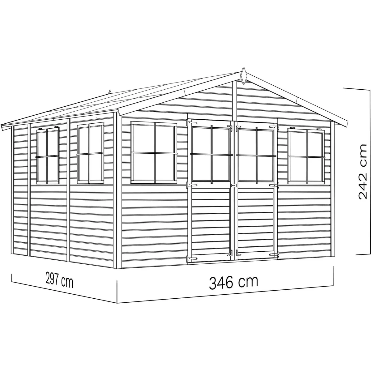 BERTILO Gartenhaus Workshop Smith, großzügige Lichtverhältnisse, robuste Konstruktion 4