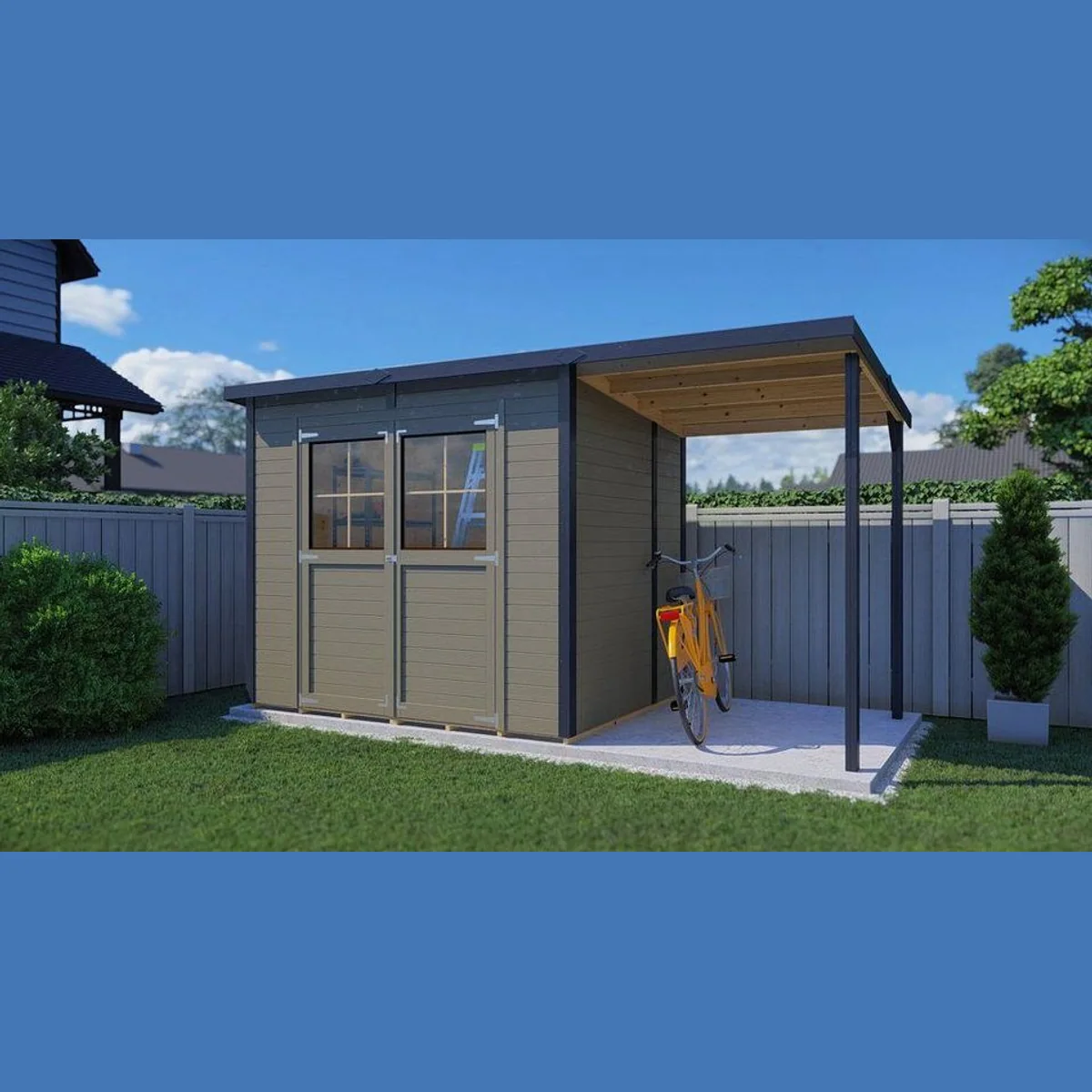 BERTILO Gartenhaus Einfach 3 Plus, 12 mm Wände, hohe Doppeltür