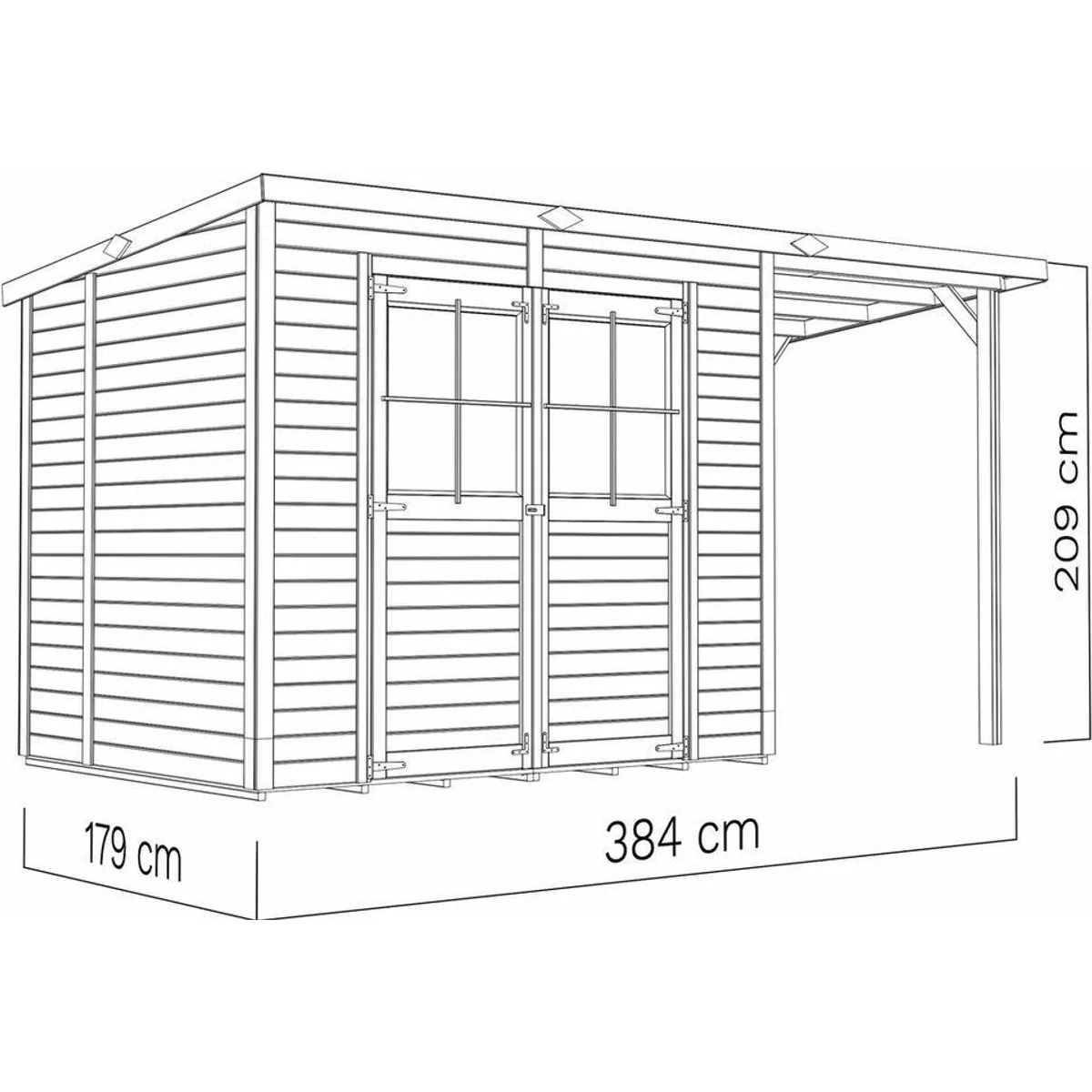 BERTILO Gartenhaus Einfach 3 Plus, 12 mm Wände, hohe Doppeltür 4